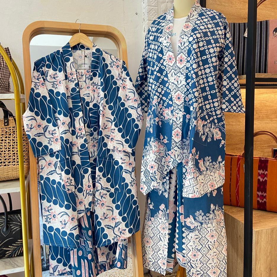 Blue Set Cardigan Batik