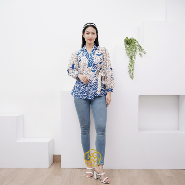 Atasan Batik Wanita Blouse Kimono Motif Batik Nue