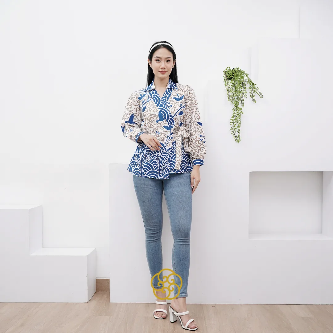 Atasan Batik Wanita Blouse Kimono Motif Batik Nue