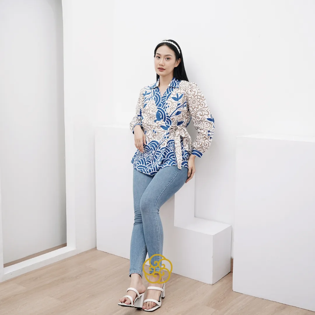 Atasan Batik Wanita Blouse Kimono Motif Batik Nue