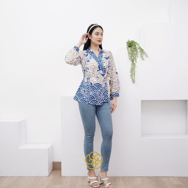 Atasan Batik Wanita Blouse Kimono Motif Batik Nue
