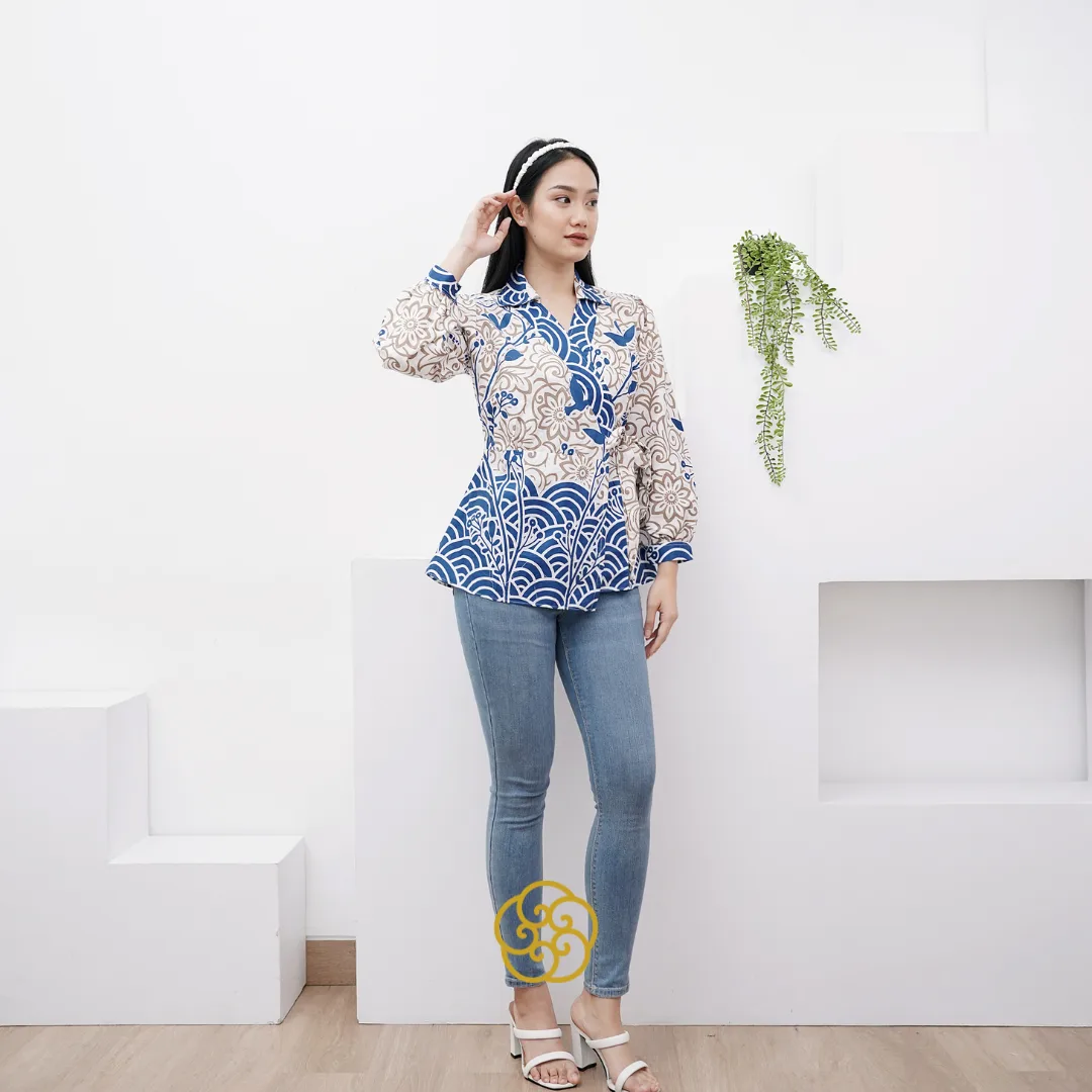 Atasan Batik Wanita Blouse Kimono Motif Batik Nue